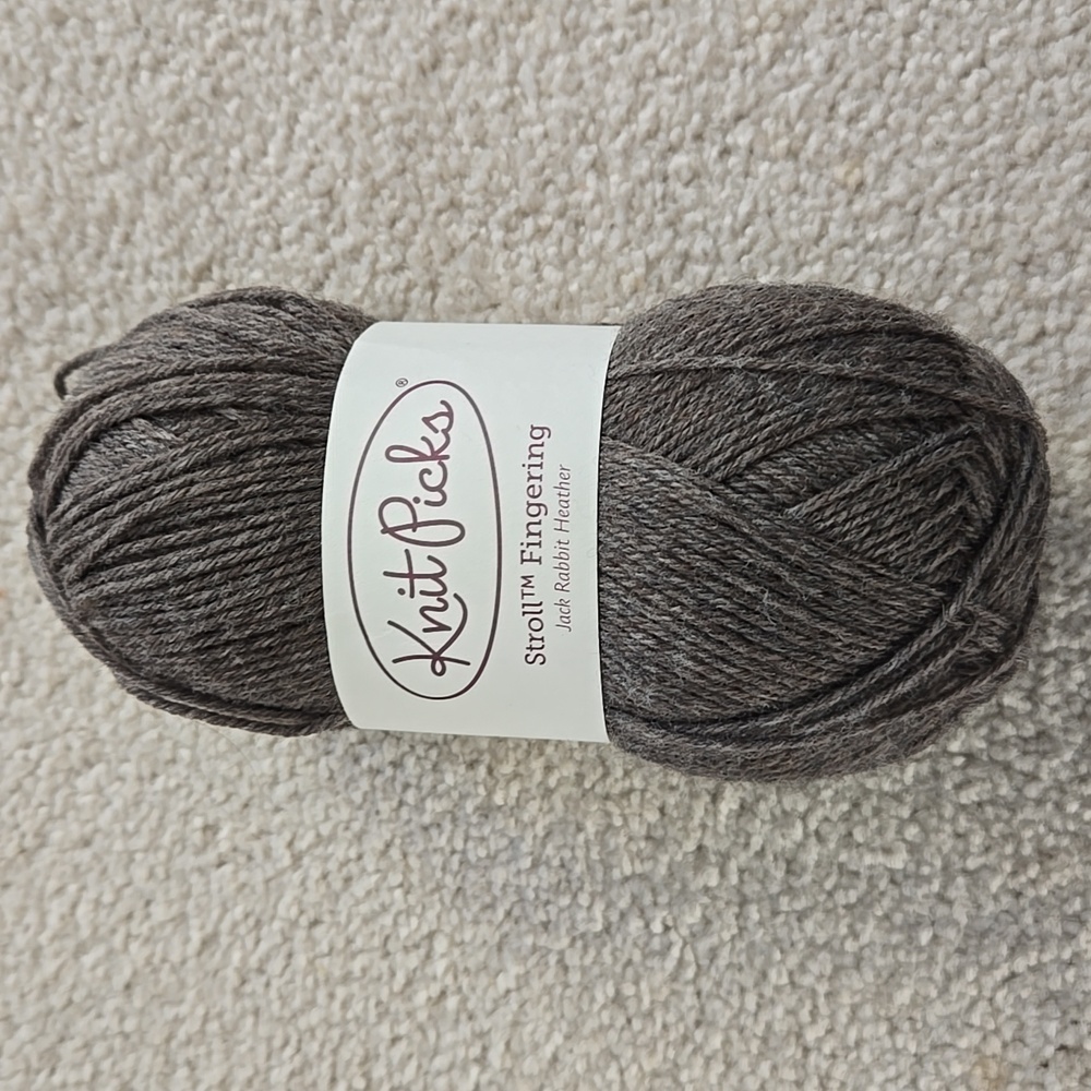 KnitPicks 231 Yards Stroll Fingering Weight Yarn, colorway Jack Rabbit Heather